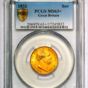 1832 William IV Sovereign Choice uncirculated grade. PCGS - MS63+