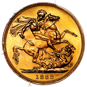1882 Victoria Sovereign Brilliant uncirculated. PCGS - MS65