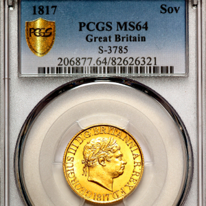 1817 George III Sovereign Choice uncirculated grade. PCGS - MS64