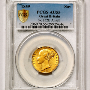 1859 Victoria Sovereign PCGS - AU55