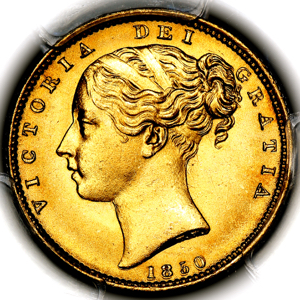 1850 Victoria Sovereign PCGS - MS65+