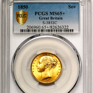 1850 Victoria Sovereign PCGS - MS65+
