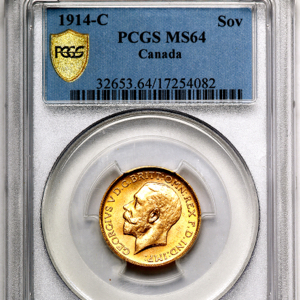 1914 George V Sovereign PCGS - Mint State 64