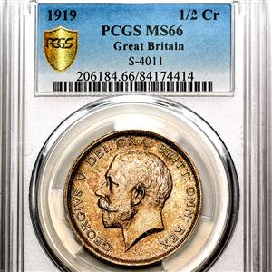 1919 George V Halfcrown Brilliant Uncirculated. PCGS - MS66