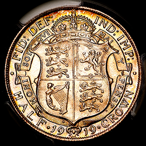 1919 George V Halfcrown Brilliant Uncirculated. PCGS - MS66