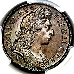 1701 William III Halfcrown Choice uncirculated. PCGS - MS64