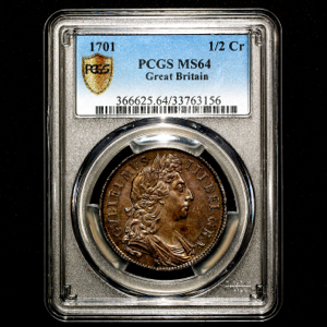 1701 William III Halfcrown Choice uncirculated. PCGS - MS64