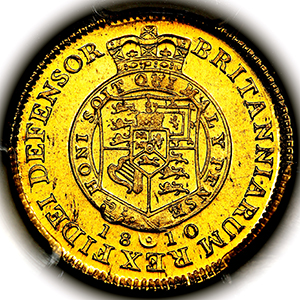 1810 George III Half Guinea Uncirculated grade. PCGS - MS63