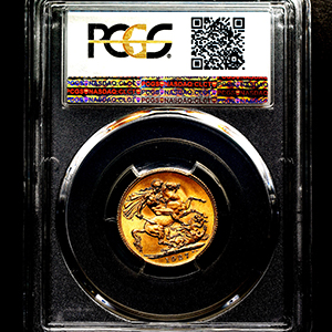 1927 George V Sovereign Practically FDC. PCGS - MS66