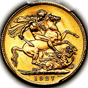 1927 George V Sovereign Practically FDC. PCGS - MS66