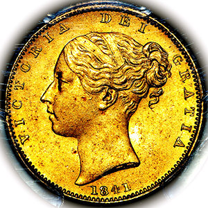 1841 Victoria Sovereign Brilliant Uncirculated. PCGS - MS65