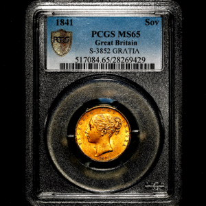 1841 Victoria Sovereign Brilliant Uncirculated. PCGS - MS65