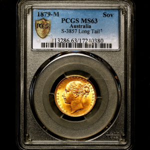 1879 Victoria Sovereign Uncirculated. PCGS - MS63