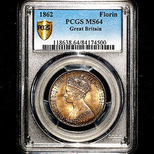 1862 Victoria Gothic Florin Choice Uncirculated. PCGS - MS64