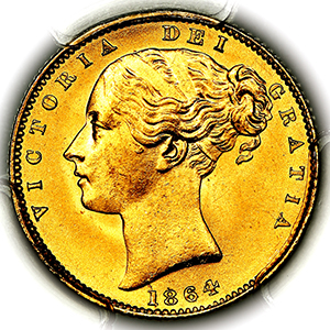 1864 Victoria Sovereign Practically FDC. PCGS - MS66