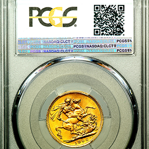 1906 Edward VII Sovereign Choice uncirculated. PCGS - MS64