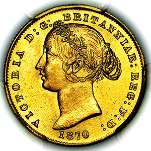 1870 Australian Sovereign Uncirculated. PCGS - MS63