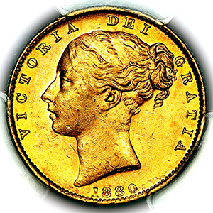 1880 Victoria Sovereign PCGS - AU58