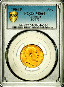 1904 Edward VII Sovereign Choice Uncirculated. PCGS - MS64