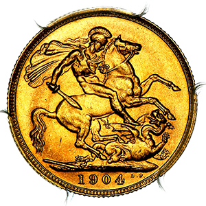 1904 Edward VII Sovereign Choice Uncirculated. PCGS - MS64