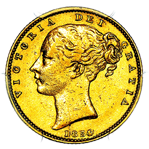 1854 Victoria Sovereign PCGS - AU53