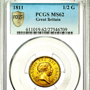 1811 George III Half Guinea Practically uncirculated. PCGS - MS62