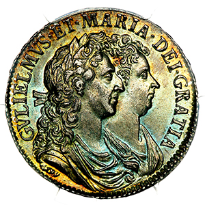 1689 William and Mary Halfcrown Choice uncirculated. PCGS - MS64