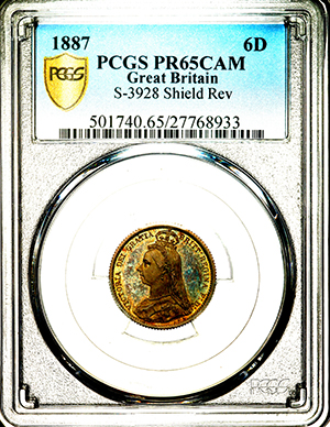 1887 Victoria Jubilee Head Proof Sixpence Practically FDC. PCGS - PR65CAM