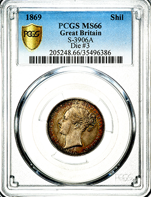 1869 Victoria Shilling PCGS - MS66