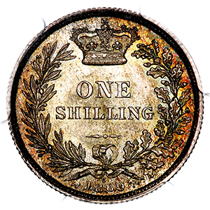 1869 Victoria Shilling PCGS - MS66