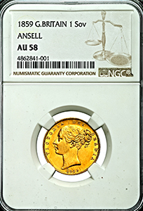 1859 Victoria Sovereign Extremely Fine. NGC - AU58