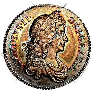 1668 Charles II Shilling Uncirculated grade. PCGS - Mint State 63