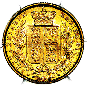 1863 Victoria Sovereign PCGS - AU58