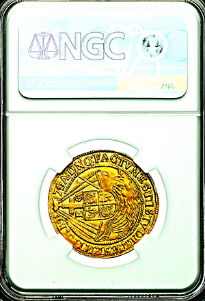 1582-1584 Elizabeth I Angel Practically Uncirculated. NGC - MS62