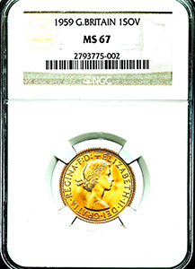 1959 Elizabeth II Sovereign Practically FDC. NGC - MS67