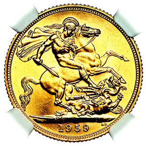 1959 Elizabeth II Sovereign Practically FDC. NGC - MS67