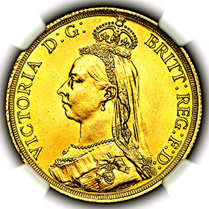 1887 Victoria Jubilee Head Two Pounds Brilliant Uncirculated. NGC - MS65