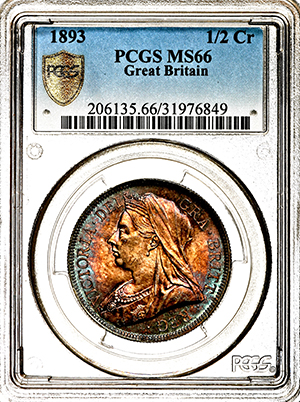1893 Victoria Old Head Halfcrown Practically FDC. PCGS - MS66