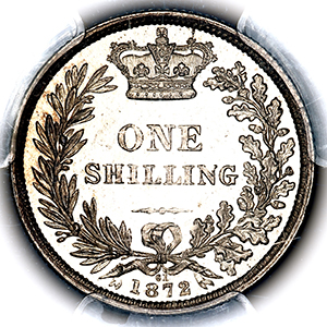 1872 Victoria Shilling Practically FDC. PCGS - MS66+