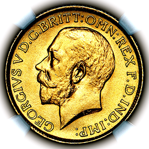 1912 George V Sovereign Brilliant uncirculated. NGC - MS65