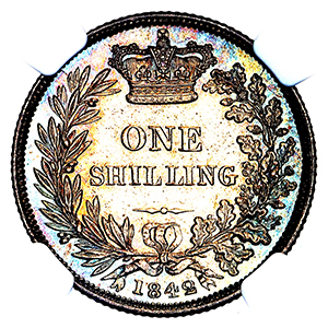 1842 Victoria Shilling Practically FDC. PCGS - MS66+