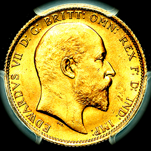 1902 Edward VII Sovereign Choice uncirculated. PCGS - MS64