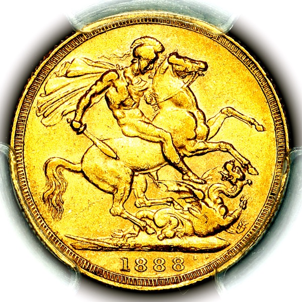 1888 Victoria Jubilee Head Sovereign PCGS - AU53