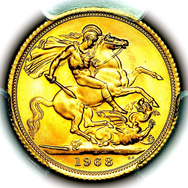 1968 Elizabeth II Sovereign Brilliant uncirculated. PCGS - MS66