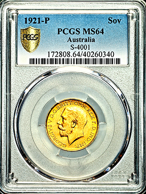 1921 George V Sovereign Choice uncirculated. PCGS - MS64