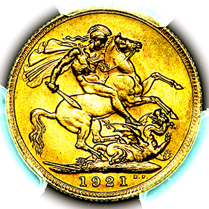 1921 George V Sovereign Choice uncirculated. PCGS - MS64