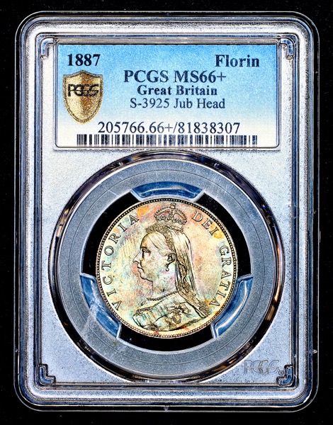 1887 Victoria Jubilee Head Florin Brilliant Uncirculated. PCGS - MS66+