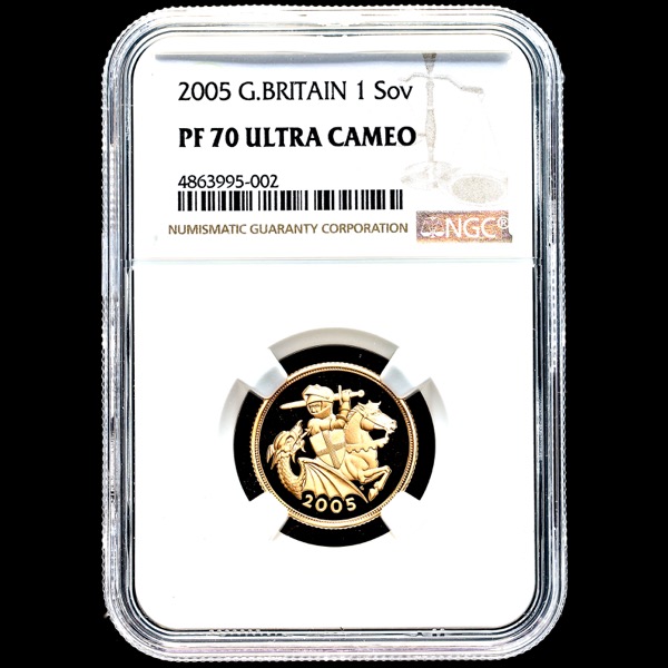2005 Elizabeth II Proof Sovereign FDC grade. NGC - Proof 70 Ultra Cameo