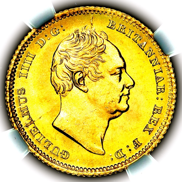 1836 William IV Half Sovereign Brilliant uncirculated. NGC - MS65
