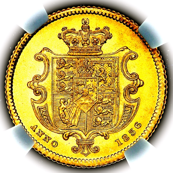 1836 William IV Half Sovereign Brilliant uncirculated. NGC - MS65